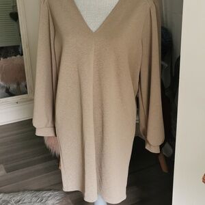 Zara olive green balloon sleeve dress. Size large. EUC